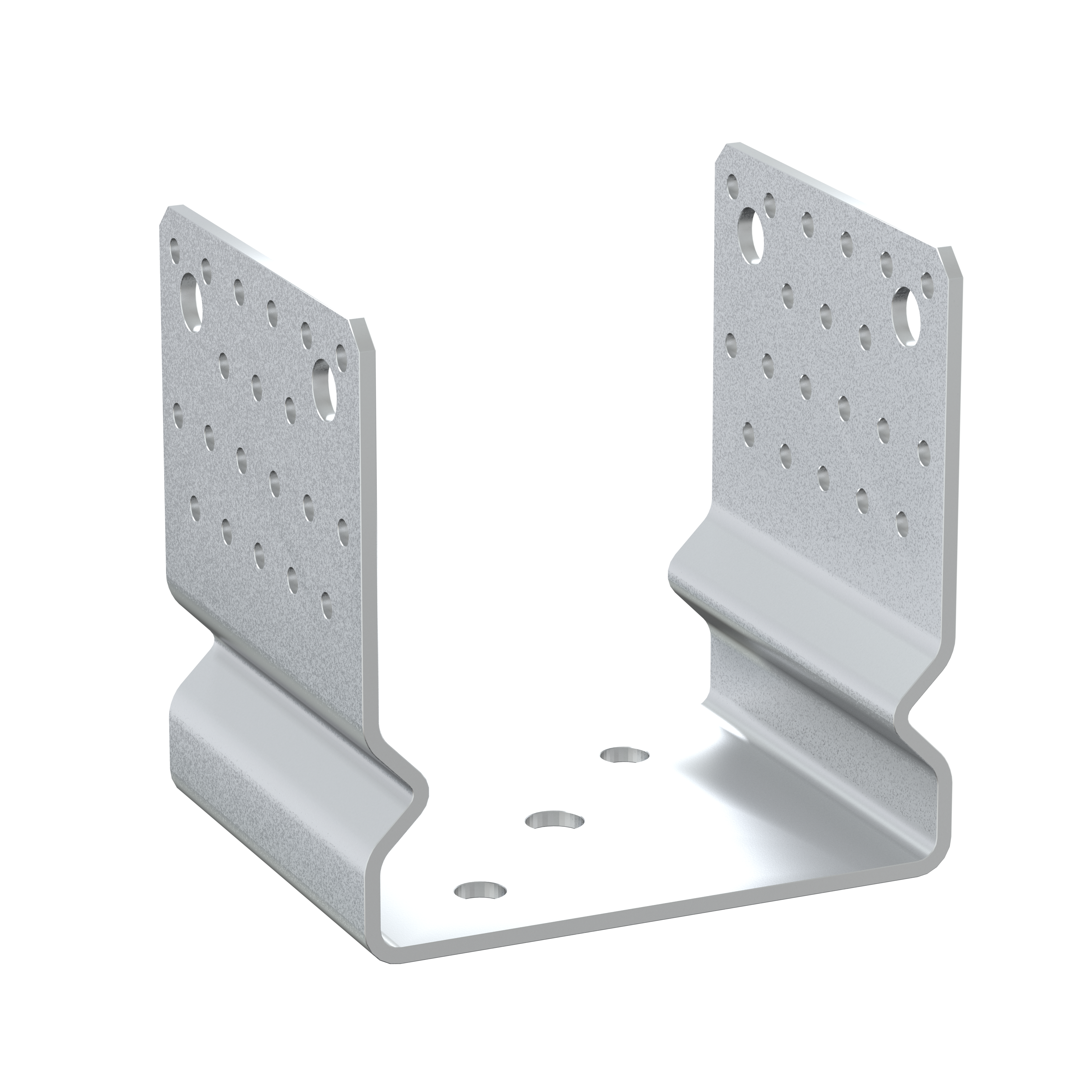 Pfostenträger zum aufdübeln U-Form Pfostenanker Mehrpunkt - PSSOZ | 140 mm | feuerverzinkt Säulenfuß-U-Anker mit Versatz, Mehrpunkt-PSSOZ, 140 mm, silber, 141 x 150 x 120 x 4,0 mm.