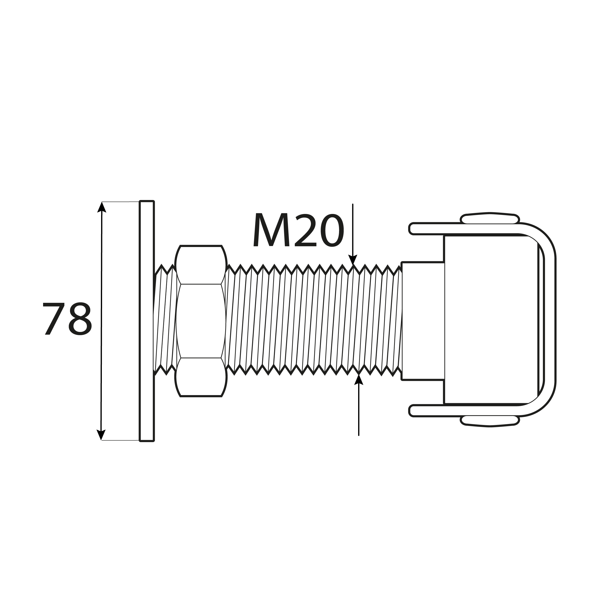 Verstellbares Anschweißscharnier - ZRS 20 | verzinkt | M20 Verstellbares Anschweißscharnier ZRS 20, gold, M20 2.