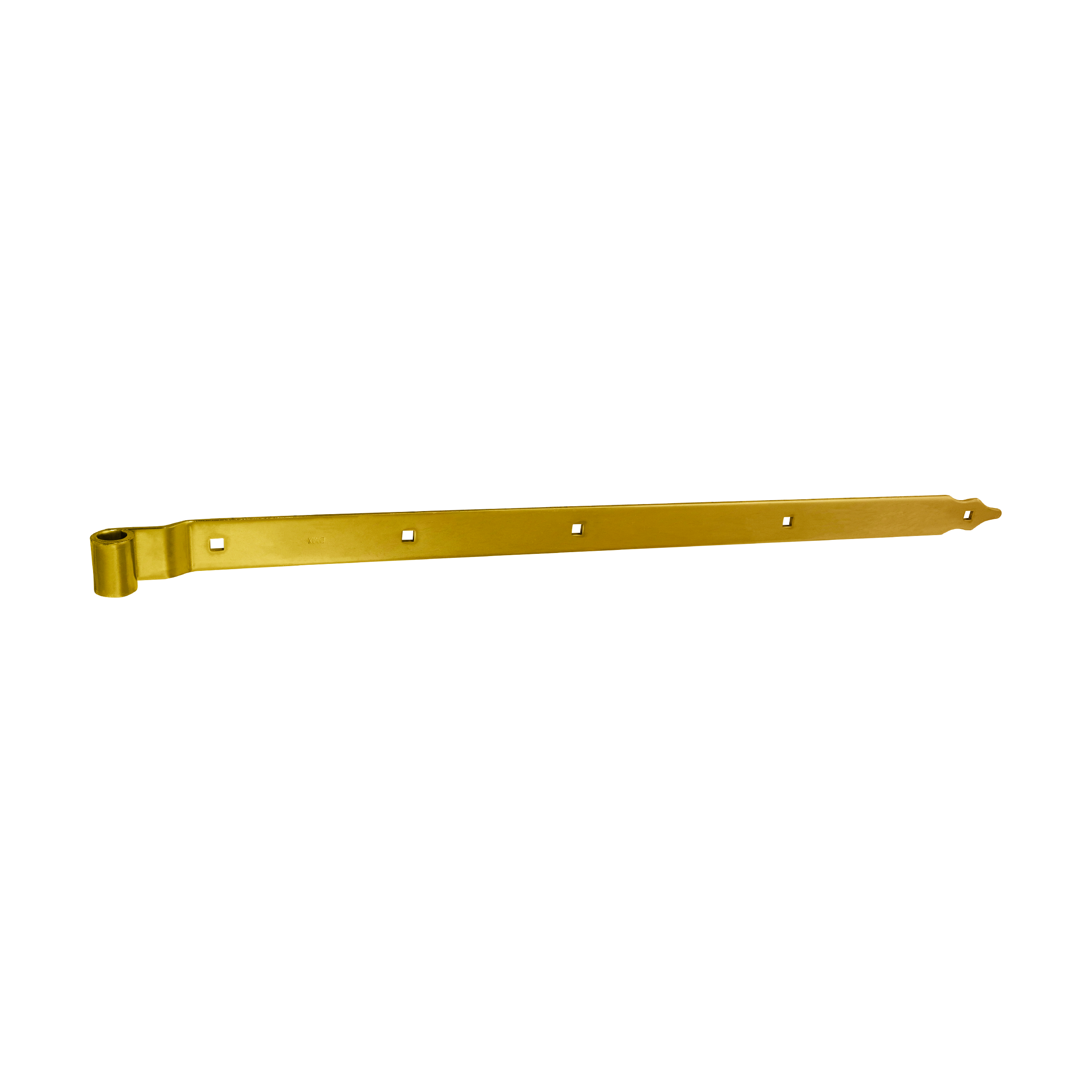 Gekröpftes Ladenband für Tore - ZPK | verzinkt | 800 mm | fi 16 mm Versetztes Bandscharnier für ZPK-Tore, Gold, 800 mm, Durchmesser 16 mm, 800 x 10 x 40 x 5,0 mm, S235-Baustahl.