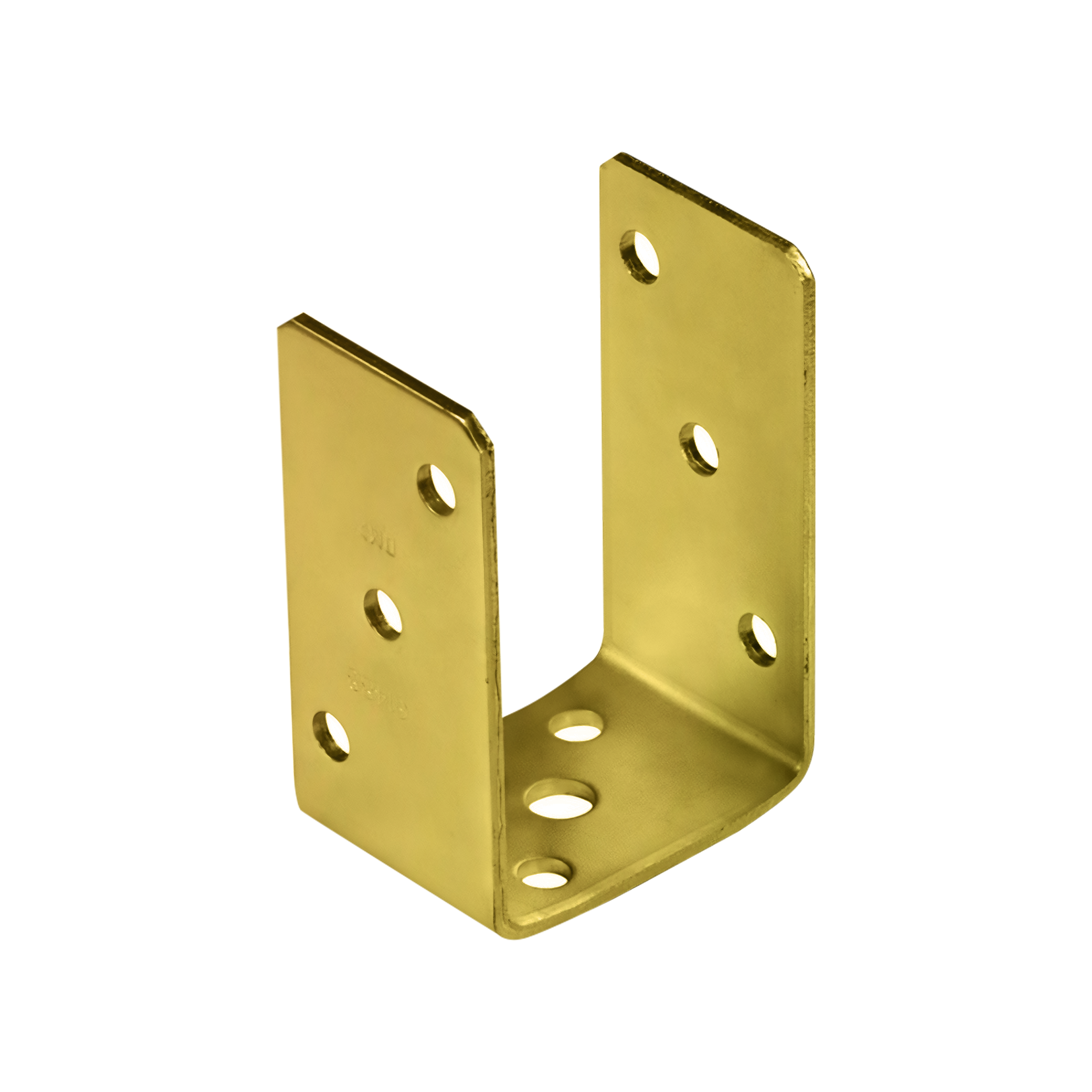 Pfostenträger zum aufdübeln U-Form universal - PSO | 80 mm | Gold Säulenfußanker zum Verschrauben mit Beton, Typ U, Universal PSO, 80 mm, gold, 81x120x60x4,0 mm.