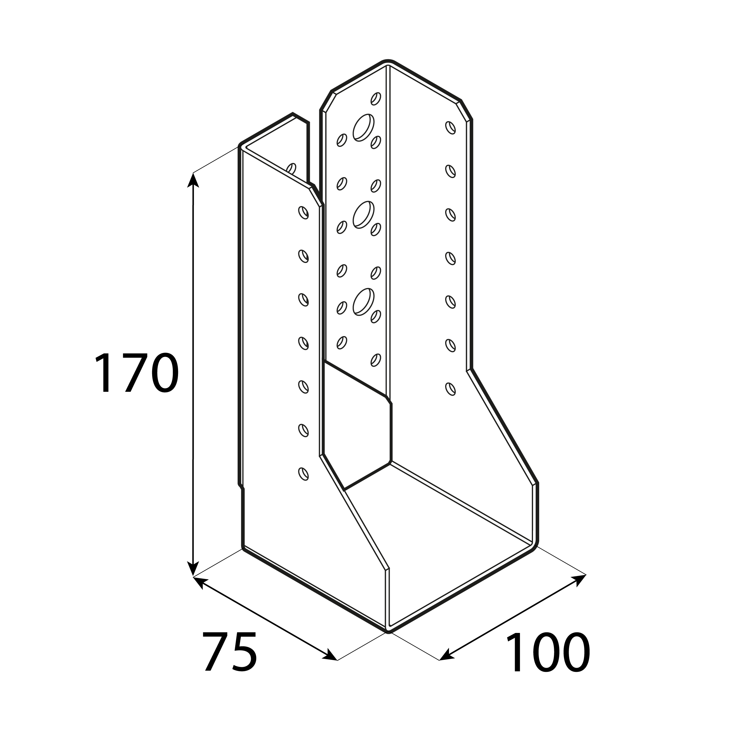 Wieszak belki uchwyt belki drewnianej zagięty - WBZ 31 | 100x170x75 mm | Srebrny Wieszak belki uchwyt belki drewnianej zagięty - WBZ 31 | 100x170x75 mm | Srebrny