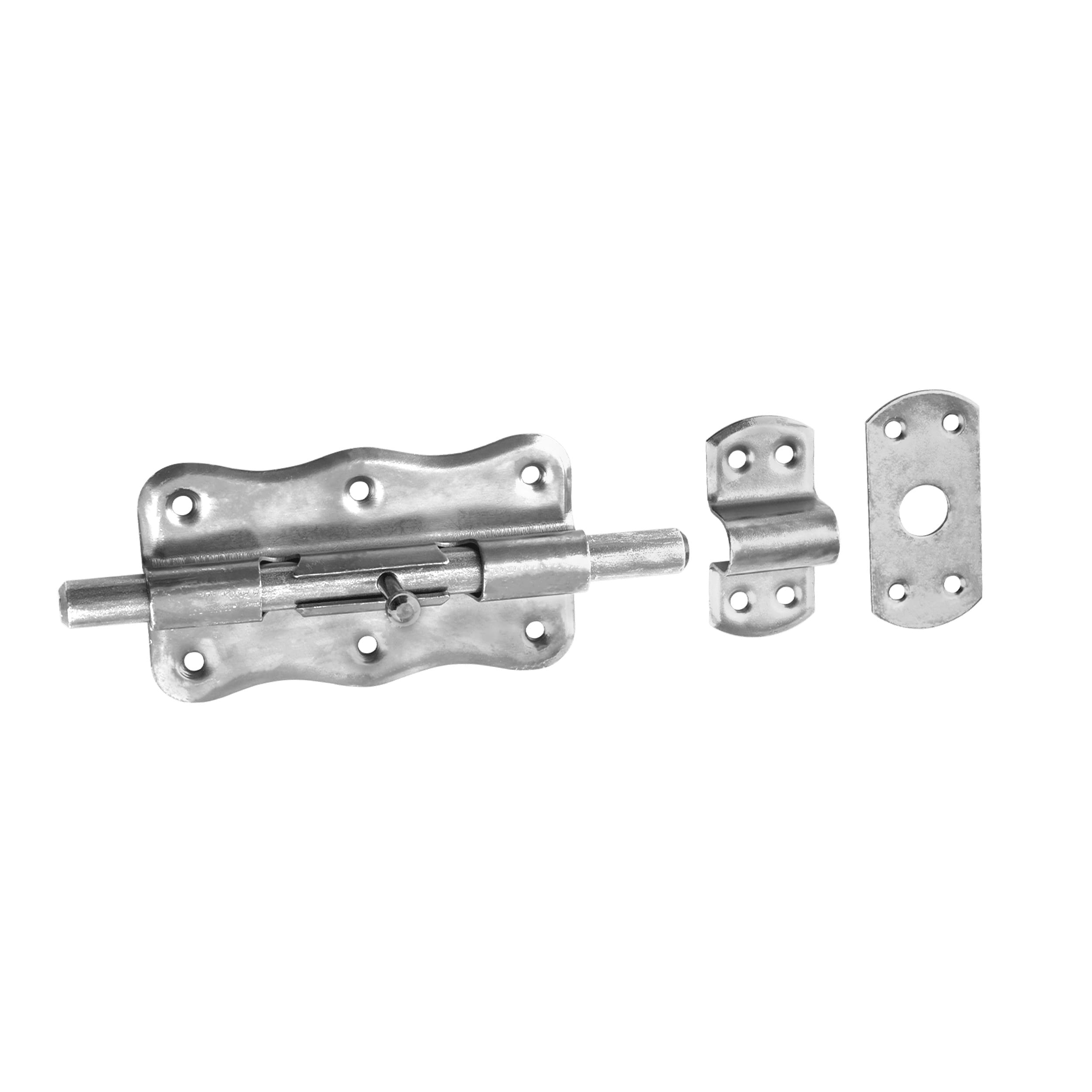 Schlossriegel mit rundem Riegel für Gartentore - WRO | silber | 68 mm Riegelverschluss mit Rundriegel für WRO-Tore, silber, 120 mm, 120x68 mm, Baustahl DC01 2.