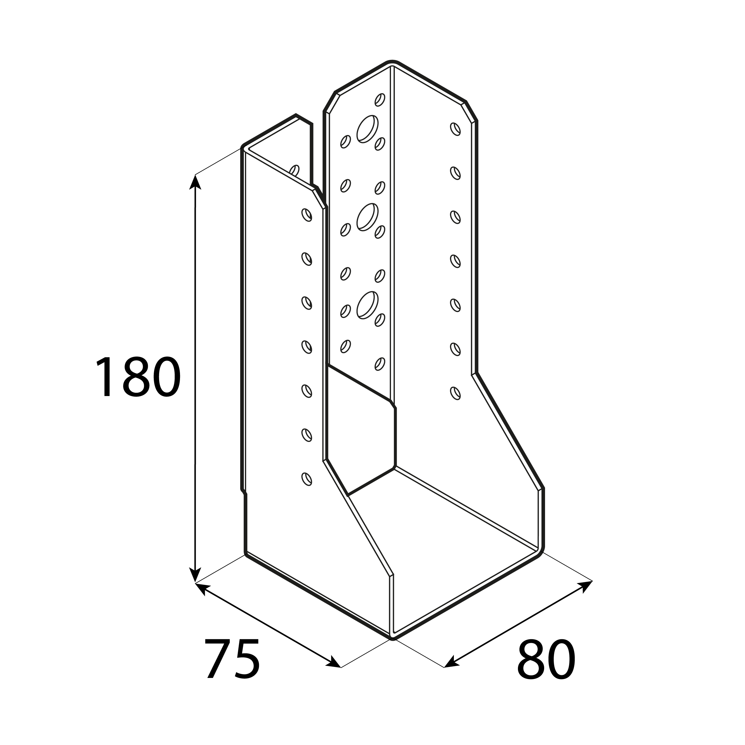 Wieszak belki uchwyt belki drewnianej zagięty - WBZ 28 | 80x180x75 mm | Srebrny