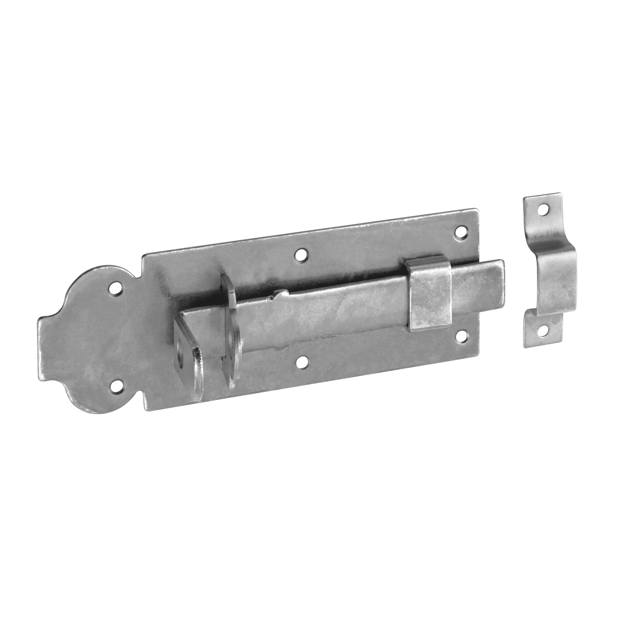 Abschließbarer Schlossriegel mit geradem Riegel für Gartentore - WZP | silber | 65 mm Riegel, Vorhängeschlossverschluss mit geradem Riegel für WZP-Tore, silber, 180 mm, 180 x 65 x 6,0 mm, DC01 2 Baustahl.