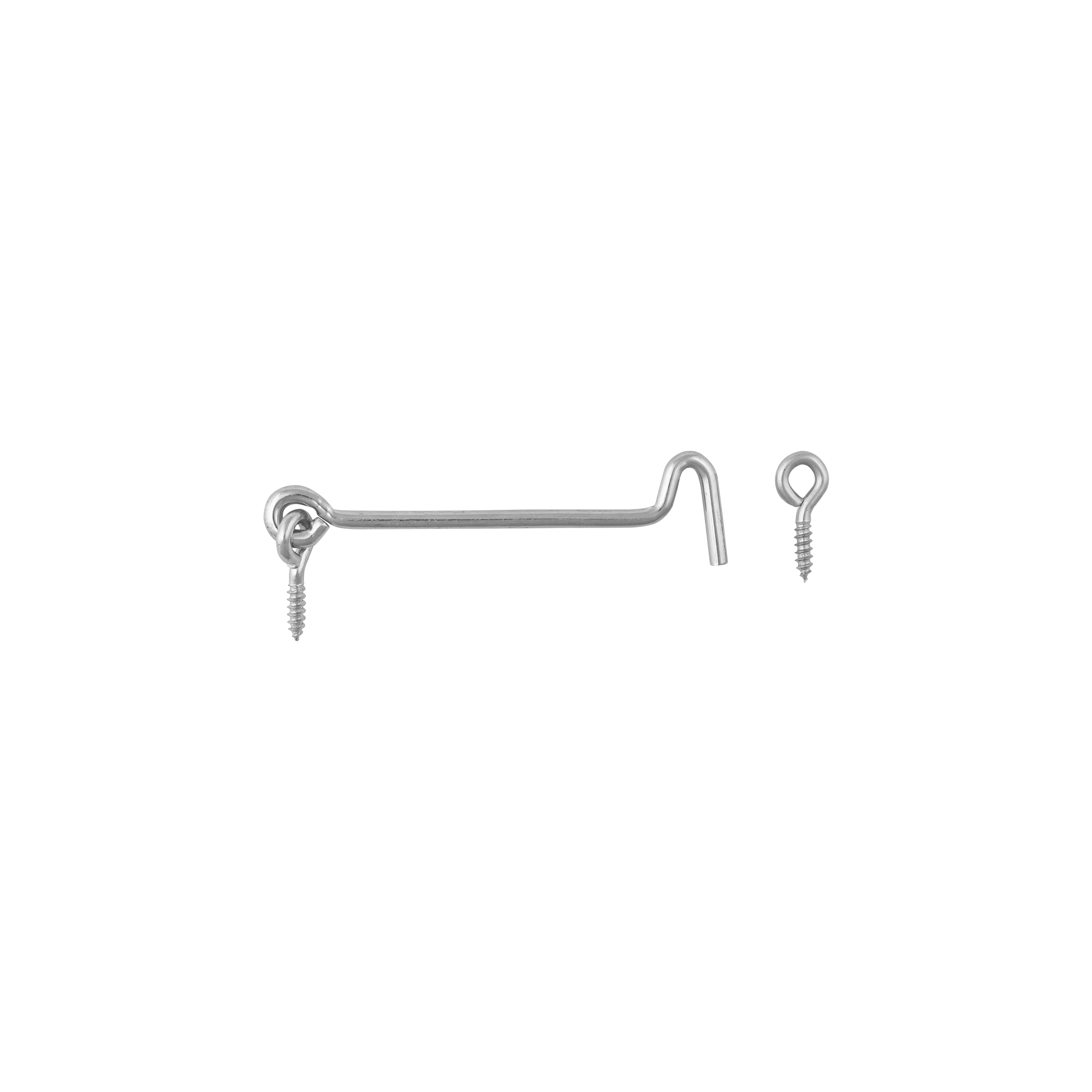 Verschlusshaken zum Einschrauben Sturmhaken mit Öse Türhaken - ZHK | silber | 120 mm Schließhaken zum Einschrauben in die ZHK-Torpforte, silber, 120 mm, Baustahl DC01.